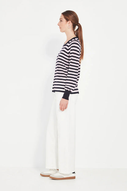 Verge - Bronte Stripe Sweater - Ink and White