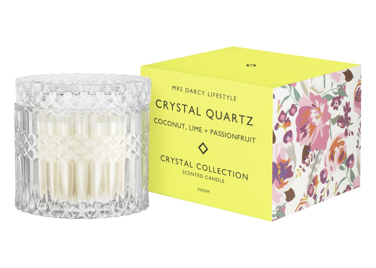 Mrs Darcy Crystal Quartz Candle - Coconut, Lime and Passionfruit