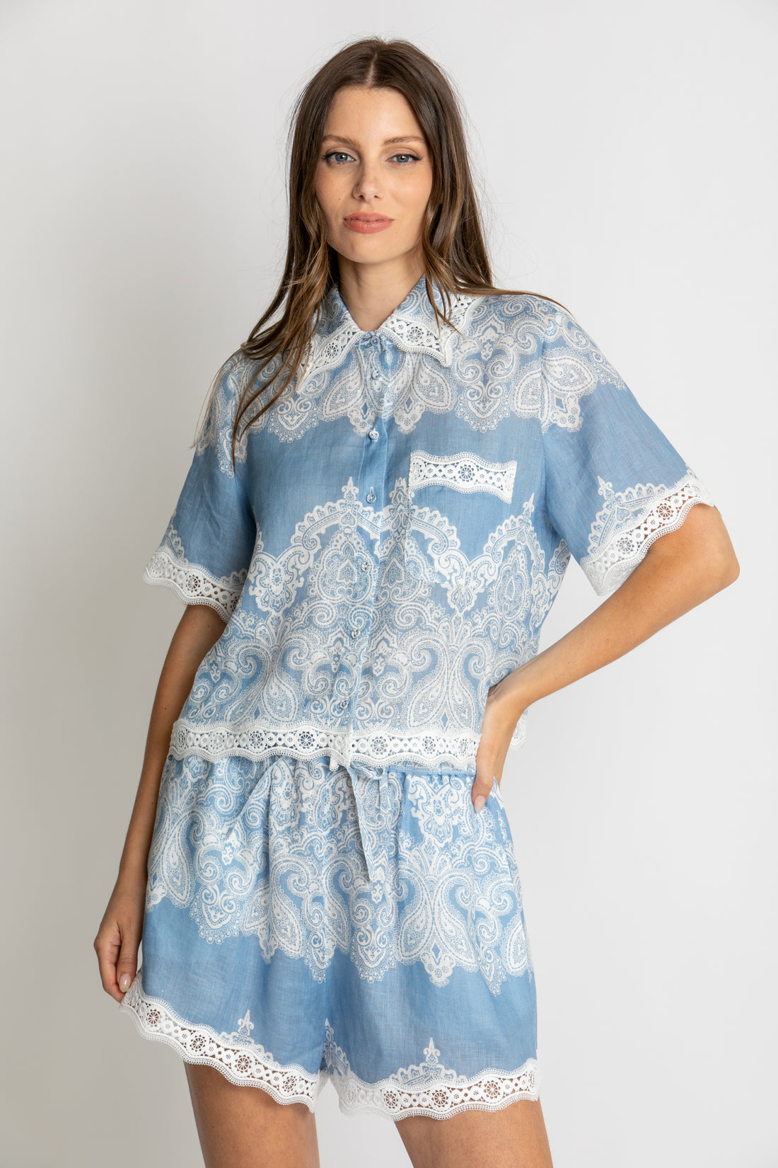 Kachel- Linen and Lace Short Set