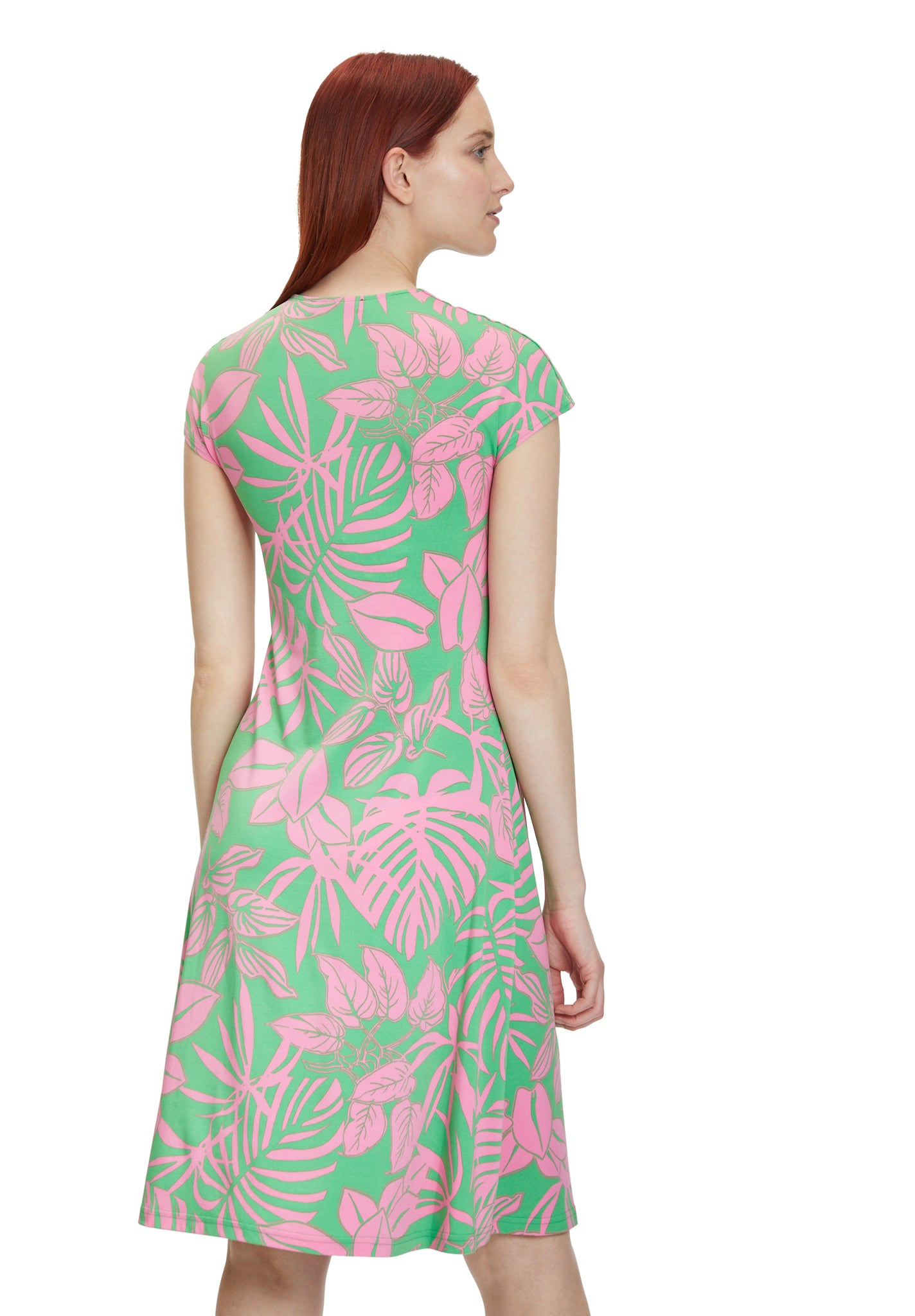 Betty Barclay - Floral Print Green and Pink Midi Dress