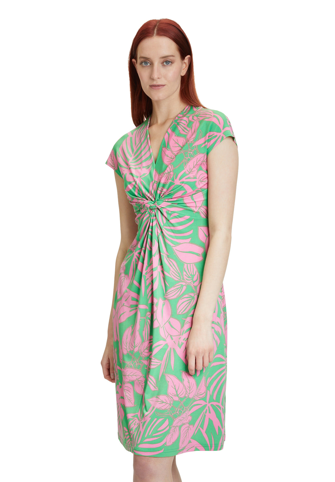 Betty Barclay - Floral Print Green and Pink Midi Dress