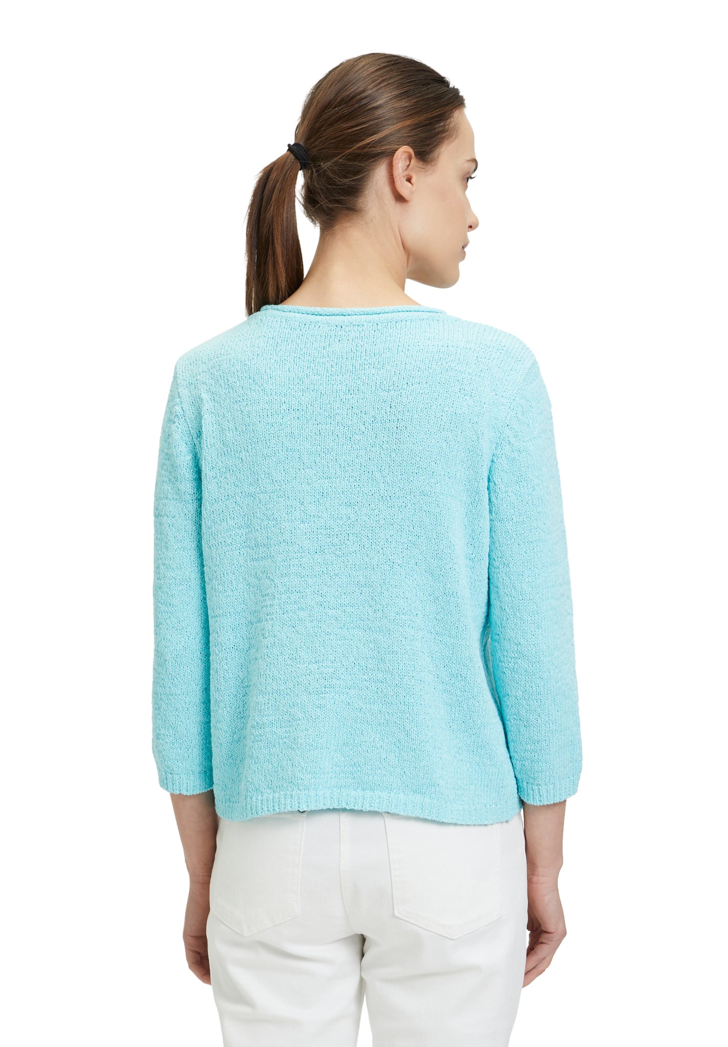 Betty Barclay -  Knit Cropped Sleeve Jumper, Aqua