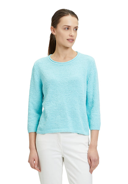 Betty Barclay -  Knit Cropped Sleeve Jumper, Aqua