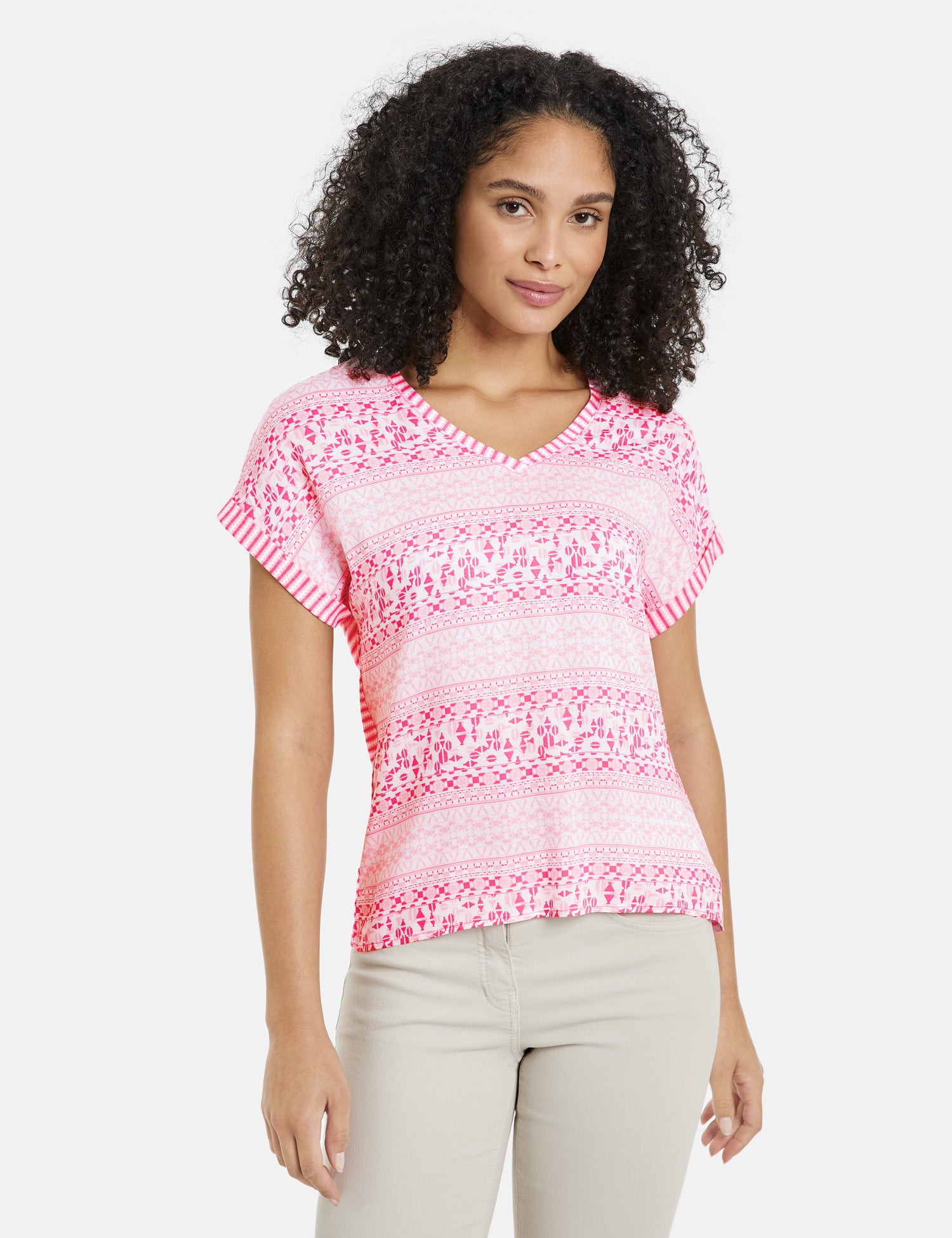 Gerry Weber - Pink and White Diamond Pattern Tee