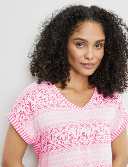 Gerry Weber - Pink and White Diamond Pattern Tee