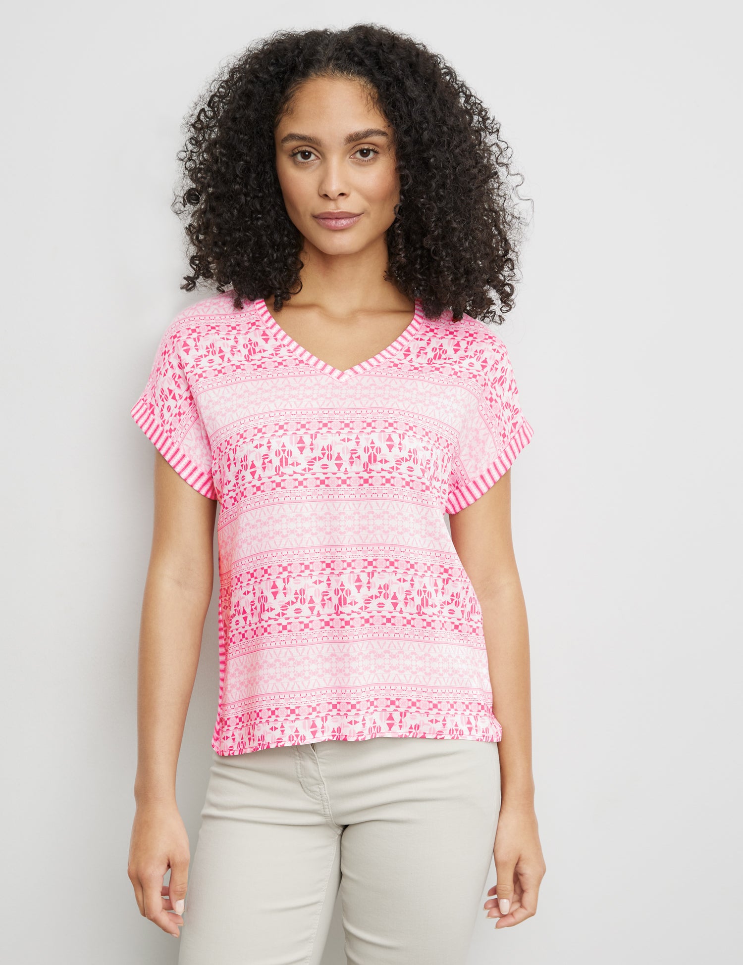 Gerry Weber - Pink and White Diamond Pattern Tee