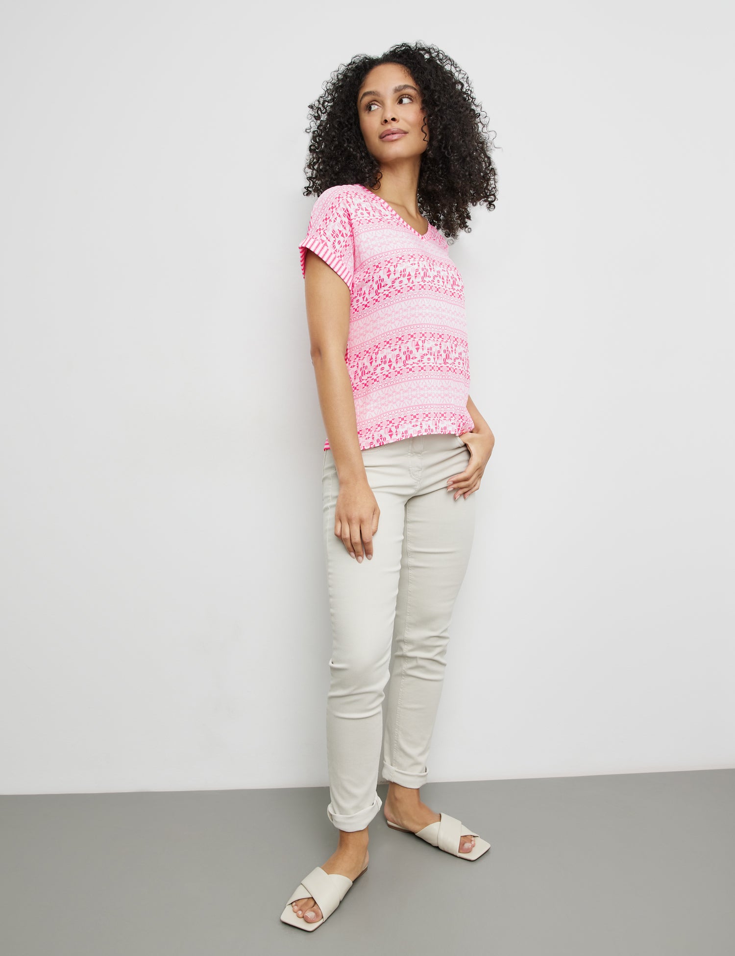 Gerry Weber - Pink and White Diamond Pattern Tee