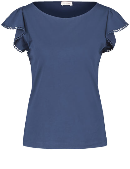 Gerry Weber - Navy Tee Shirt with Sleeve Flounces