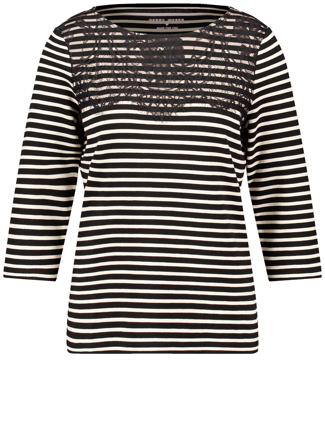 Gerry Weber - Striped Top with Lace Black Trim
