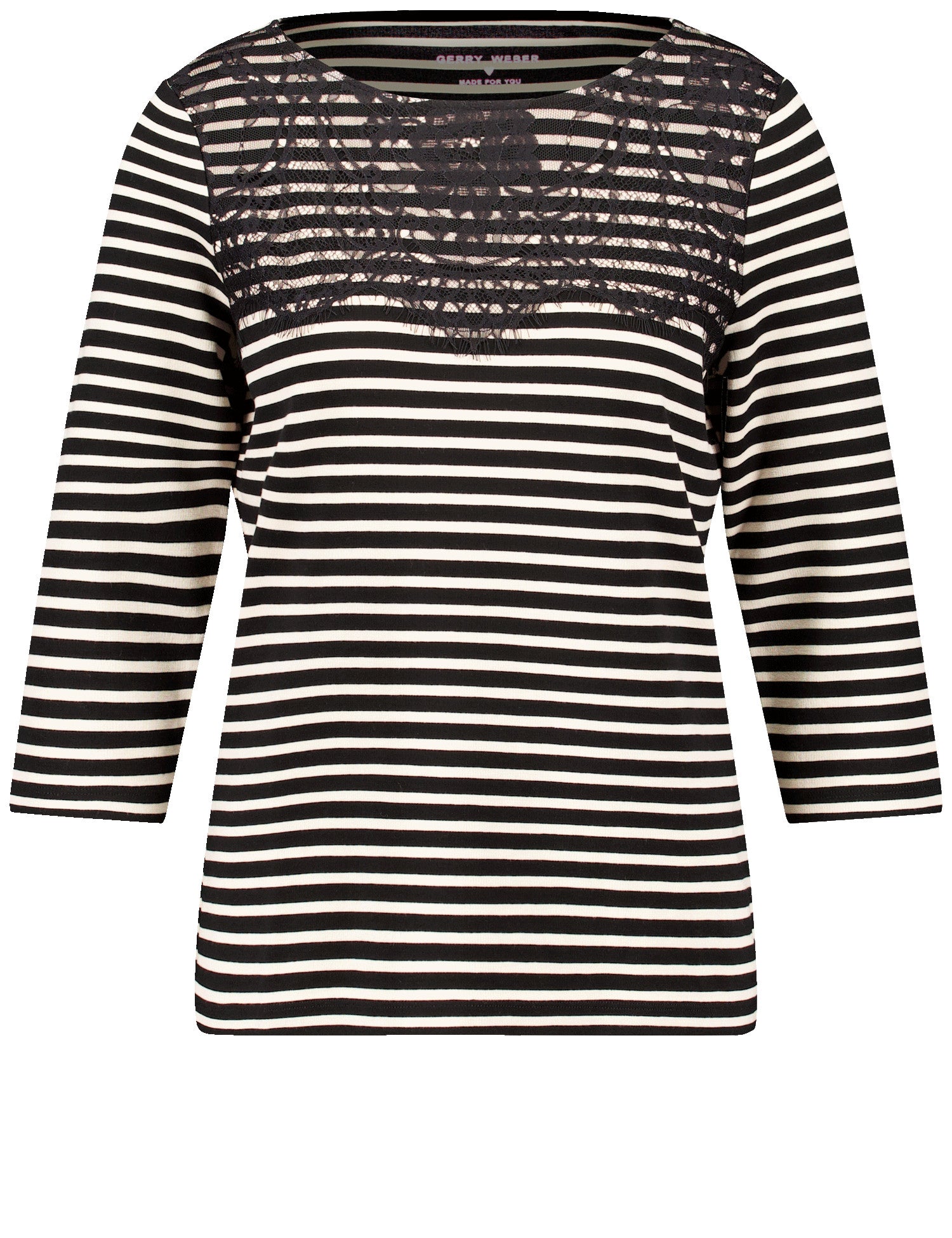 Gerry Weber - Striped Top with Lace Black Trim