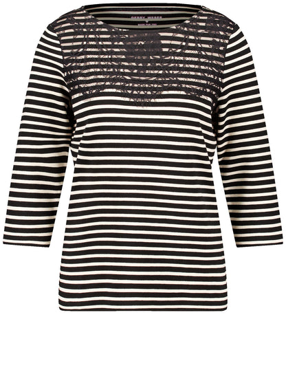 Gerry Weber - Striped Top with Lace Black Trim