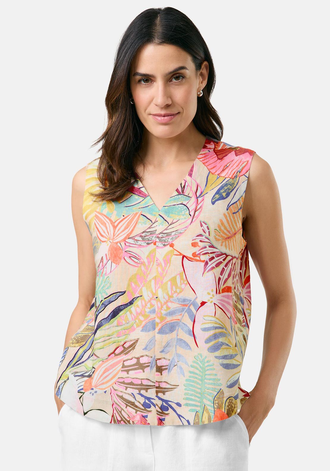 Gerry Weber - Multicoloured Botantical Print Linen Vest