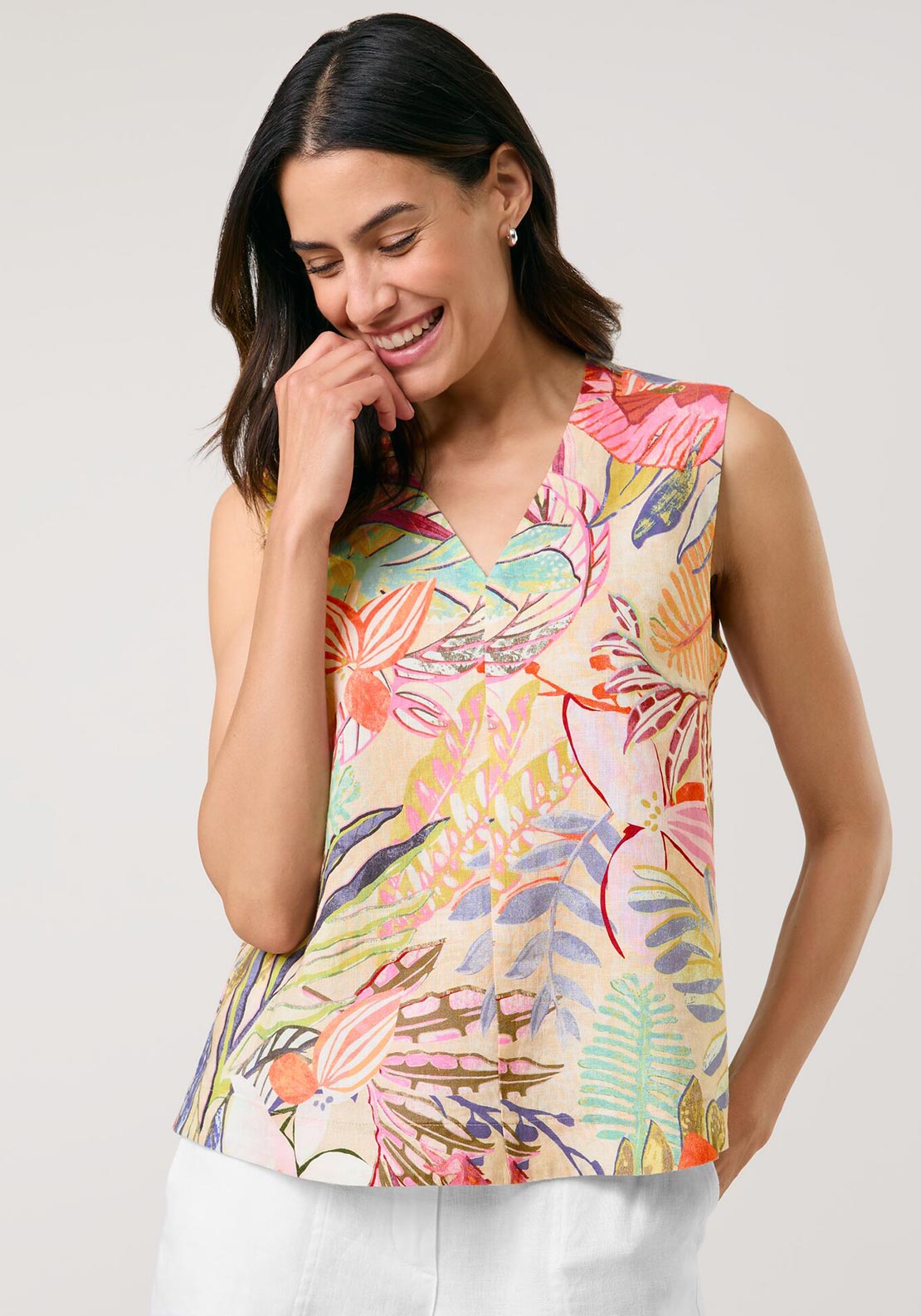 Gerry Weber - Multicoloured Botantical Print Linen Vest