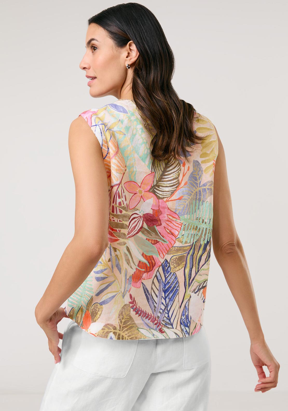 Gerry Weber - Multicoloured Botantical Print Linen Vest