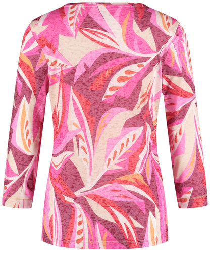 Gerry Weber- 3/4 Sleeve Print Tee Red/Pink/Sunrise Leaf