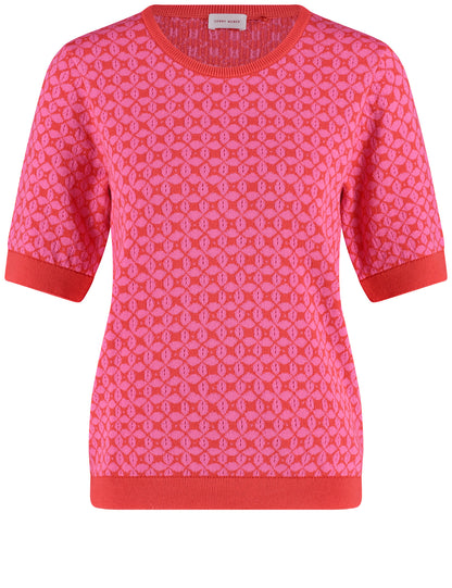 Gerry Weber - Geometric Floral Red and Pink Print Sweater