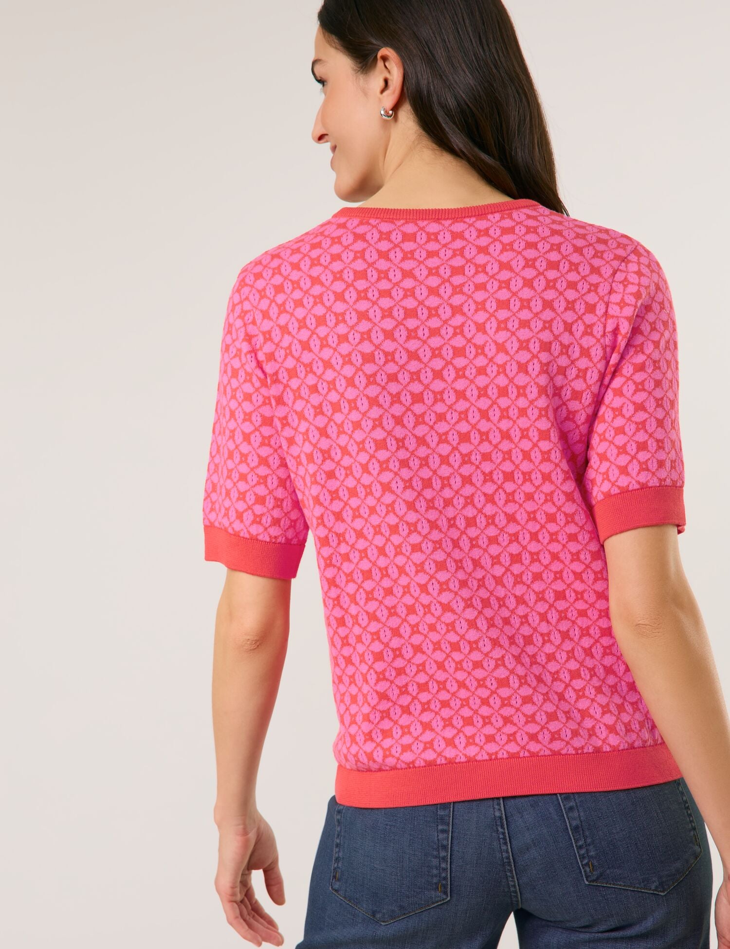 Gerry Weber - Geometric Floral Red and Pink Print Sweater