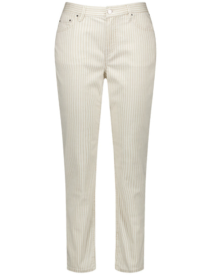 Gerry Weber -Beige and White Stripe Denim Pant