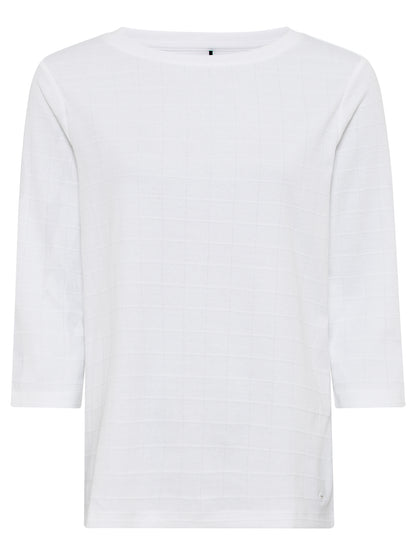 Olsen - Cotton Boat Neck Top in White