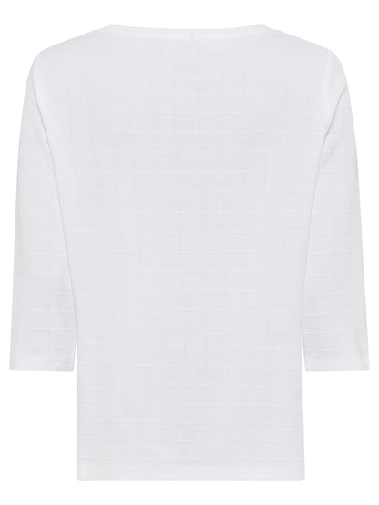 Olsen - Cotton Boat Neck Top in White