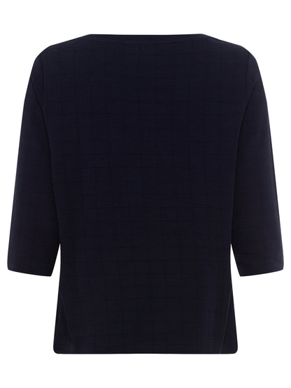 Olsen - Cotton Boat Neck Top in Navy