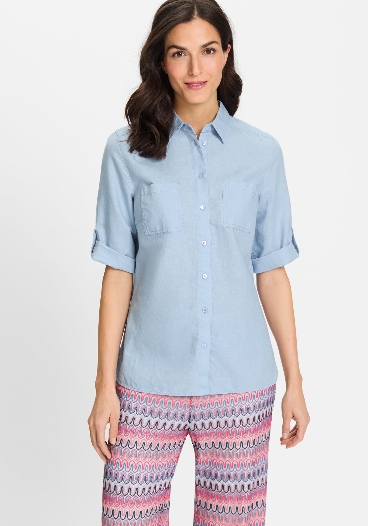 Olsen - Short Sleeve Blouse- Sky Blue