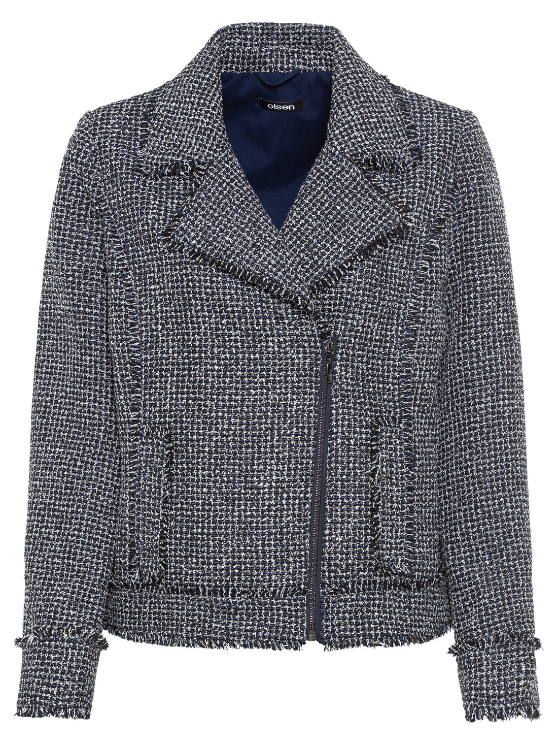 Olsen Black and Navy Fringed Jacket