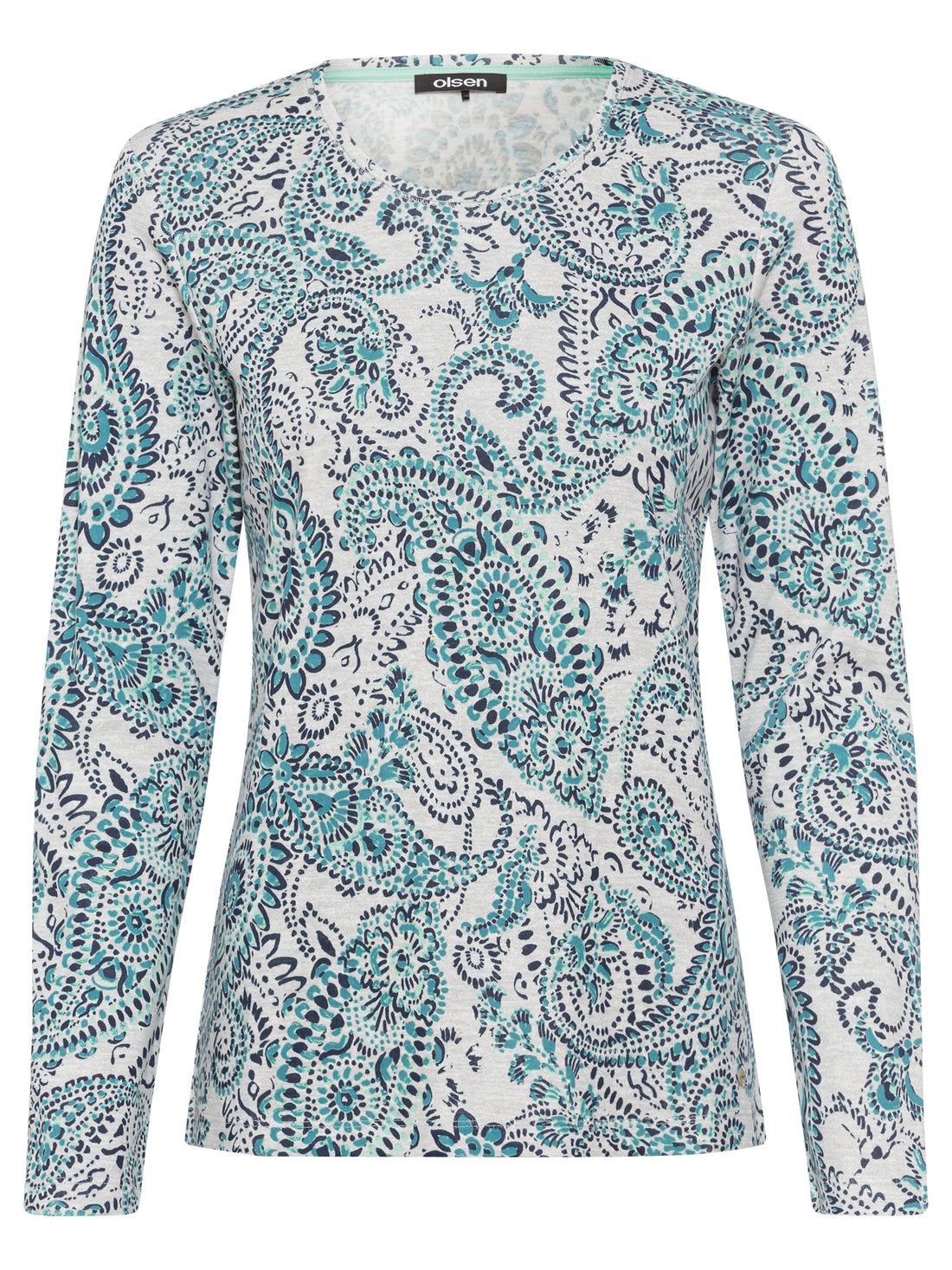 Olsen Green &amp; Navy Long Sleeve T-shirt