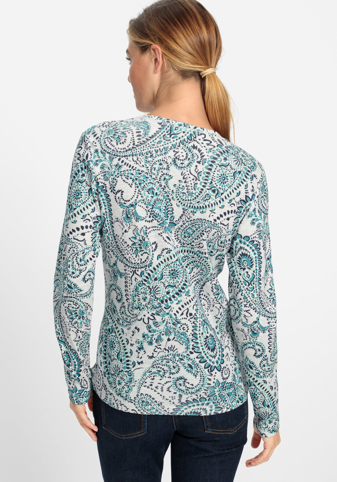 Olsen Green &amp; Navy Long Sleeve T-shirt