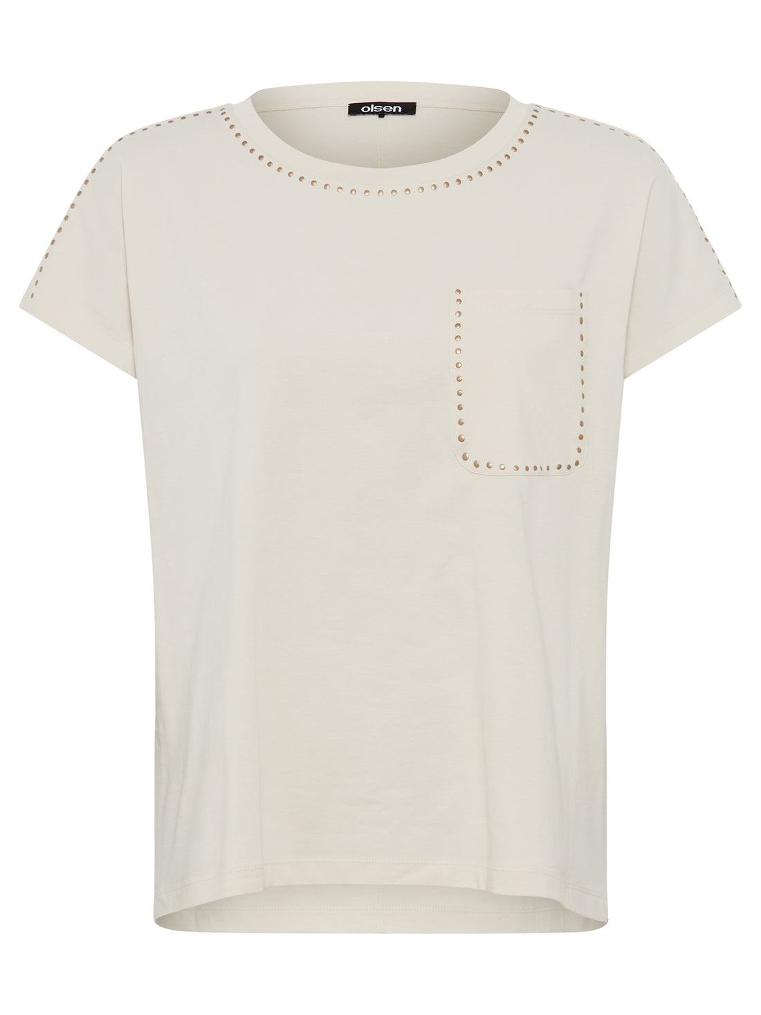 Olsen - Cream T-shirt With Studs