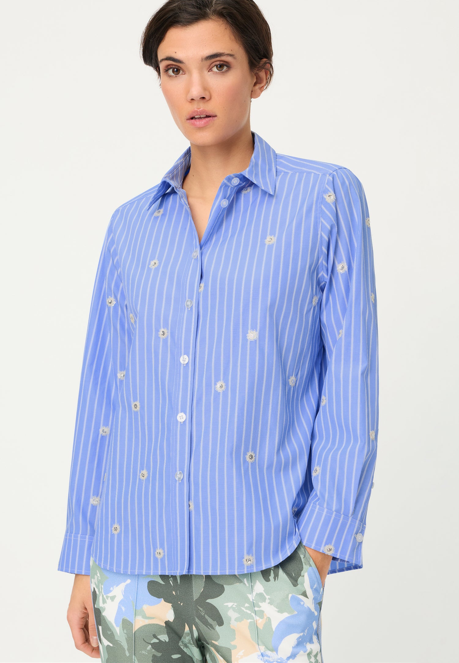 Olsen Bluebird Sequin Embellished Shirt