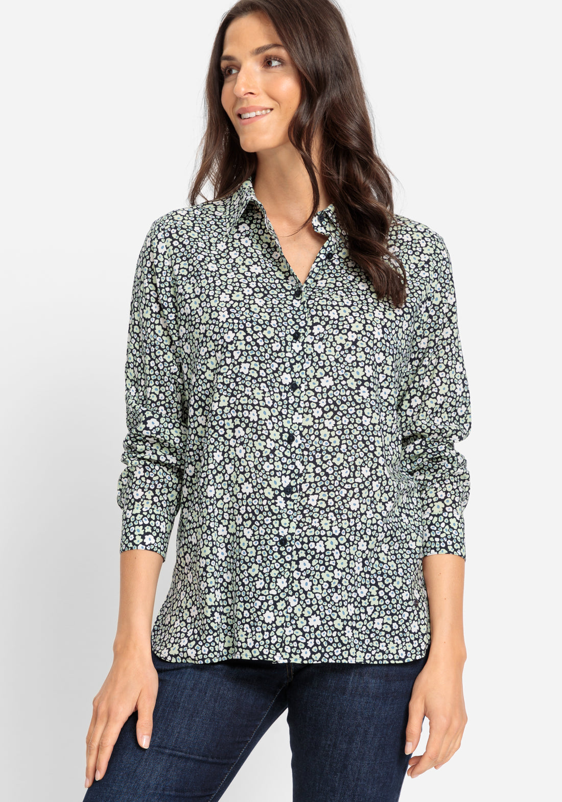 Olsen Green flower blouse