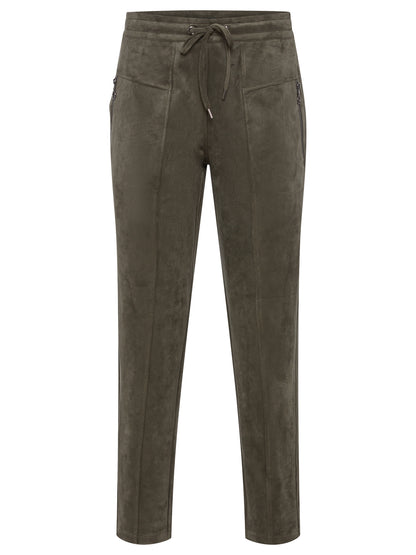Olsen Lisa Faux Suede Pant -Olive