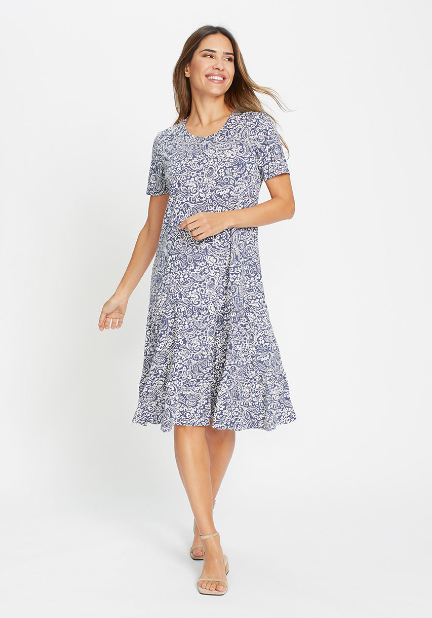 Olsen - Navy Print Dress