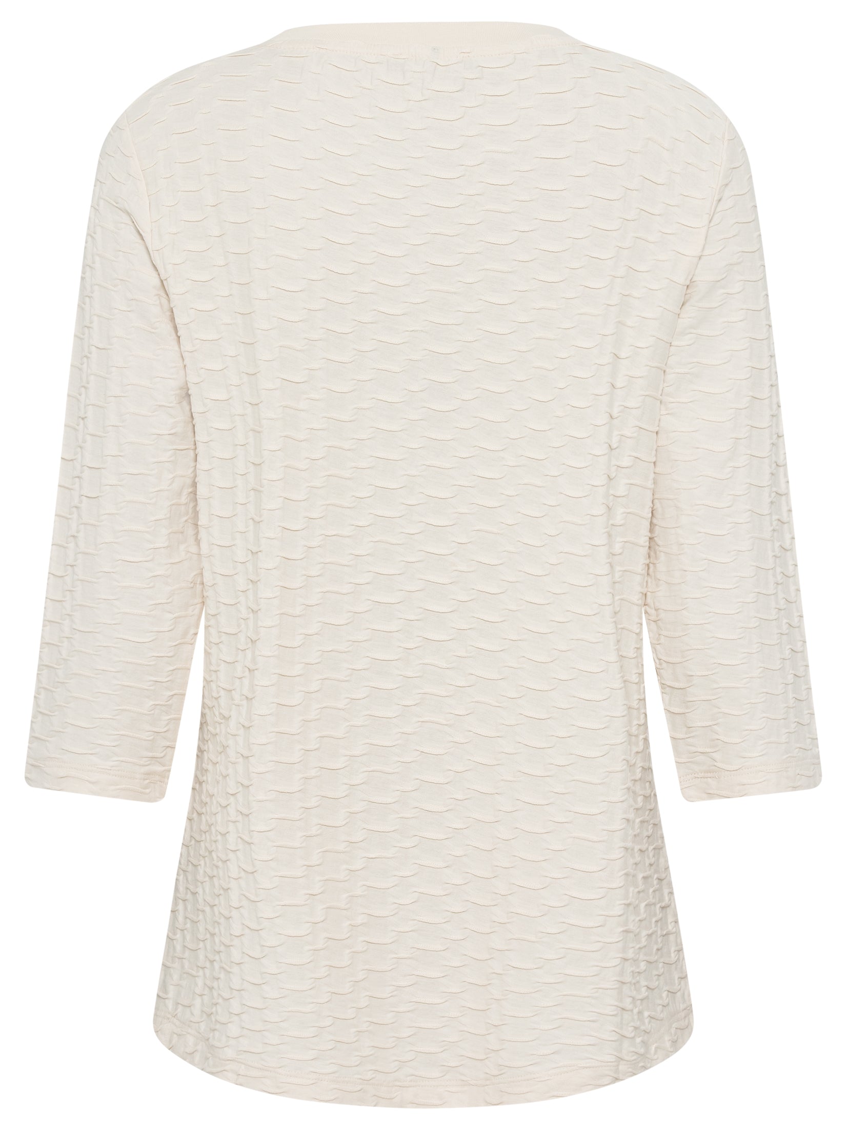 Olsen 3/4 Sleeve Beige Textured T-Shirt