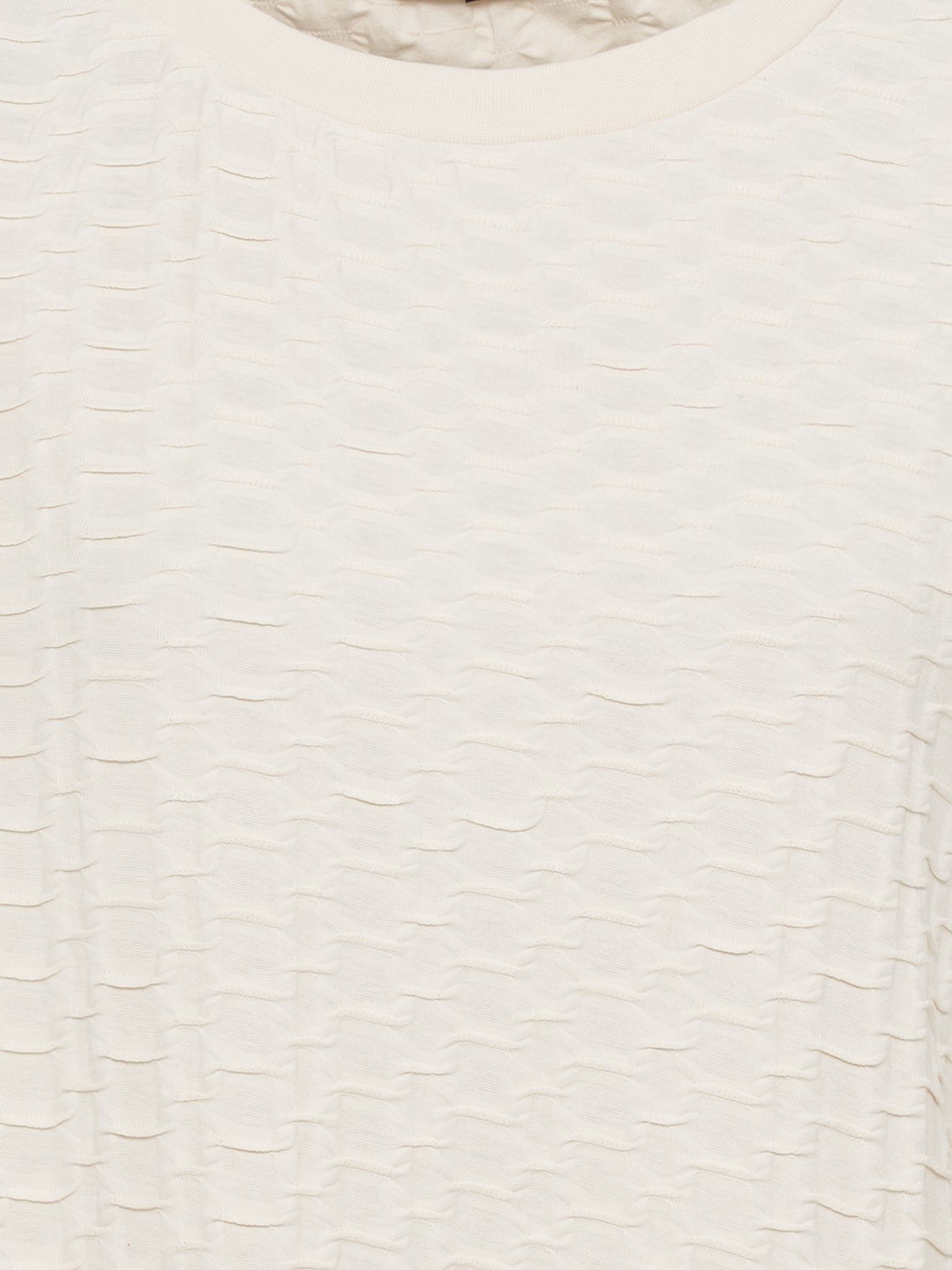 Olsen 3/4 Sleeve Beige Textured T-Shirt