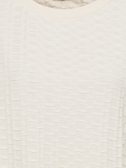Olsen 3/4 Sleeve Beige Textured T-Shirt