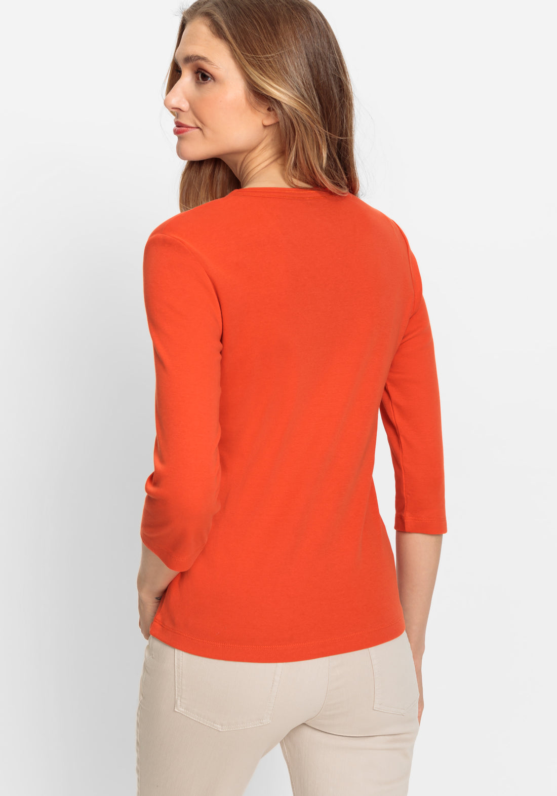 Olsen  - Golden Orange Rhinestone Jersey Top