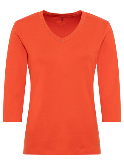 Olsen  - Golden Orange Rhinestone Jersey Top