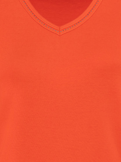 Olsen  - Golden Orange Rhinestone Jersey Top