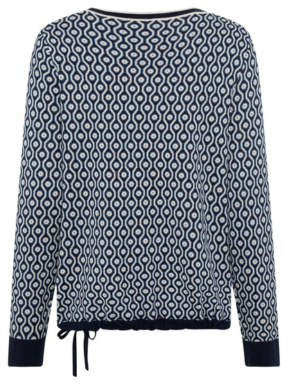 Olsen Navy &amp; White Print Jumper