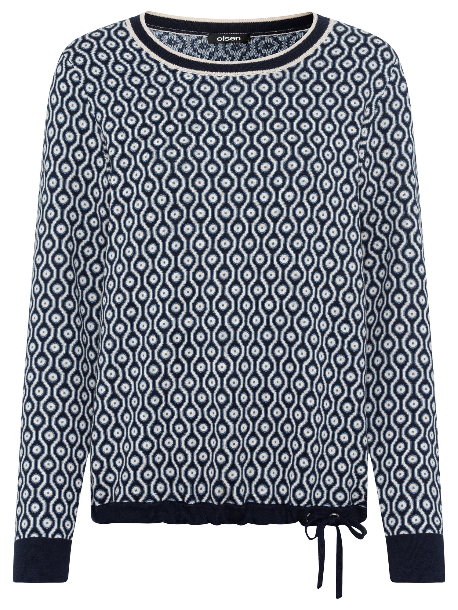 Olsen Navy &amp; White Print Jumper