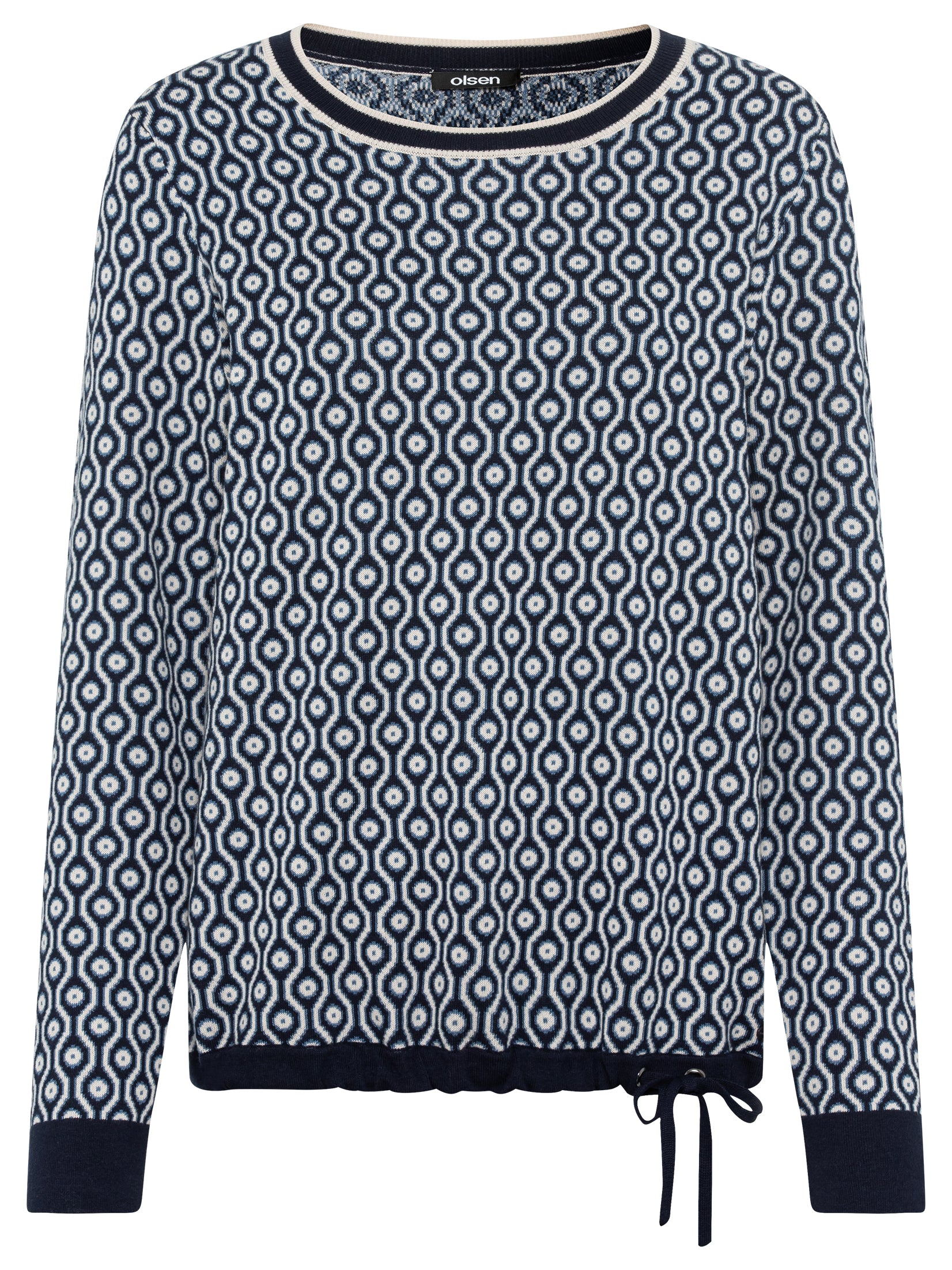 Olsen Navy &amp; White Print Jumper