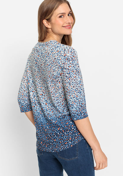 Olsen Animal Print 3/4 Sleeve T-Shirt