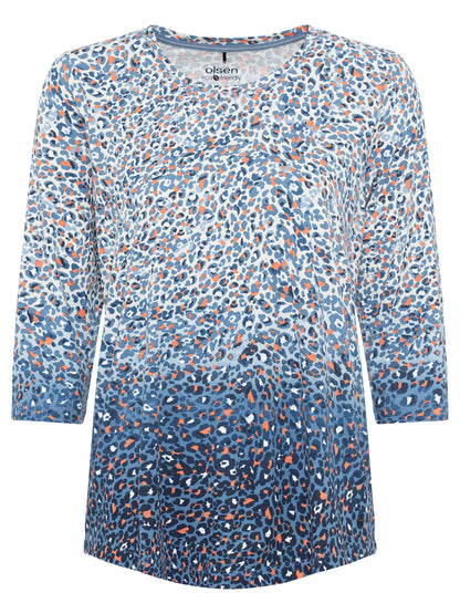 Olsen Animal Print 3/4 Sleeve T-Shirt