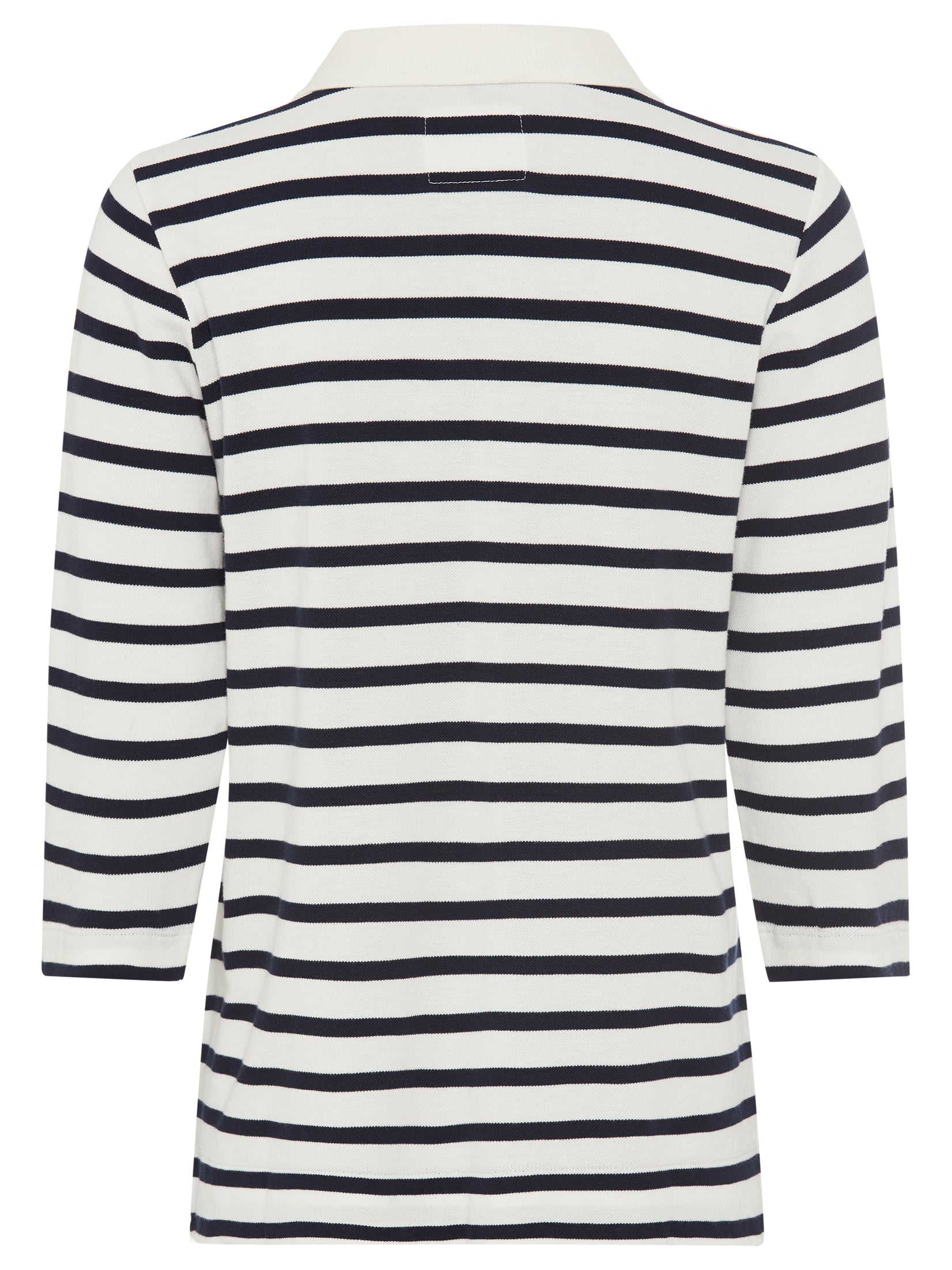 Olsen -Polo shirt with horizontal stripes - Navy and white