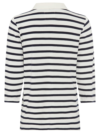 Olsen -Polo shirt with horizontal stripes - Navy and white