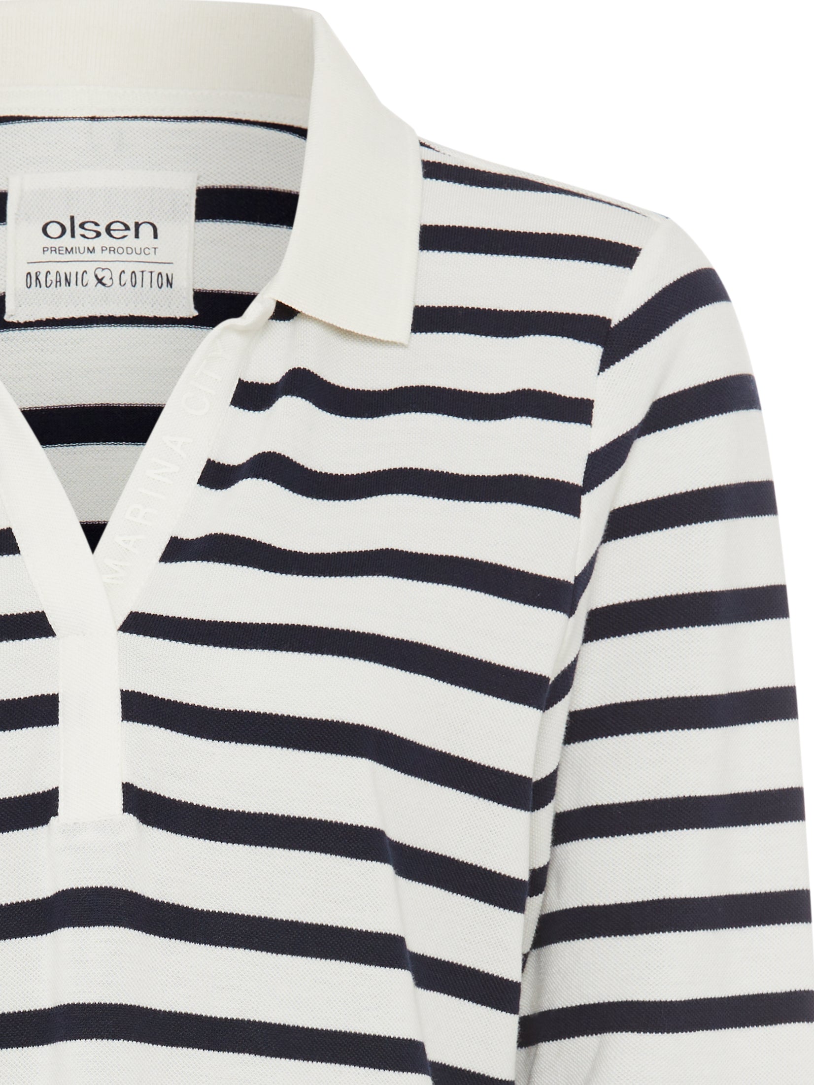 Olsen -Polo shirt with horizontal stripes - Navy and white