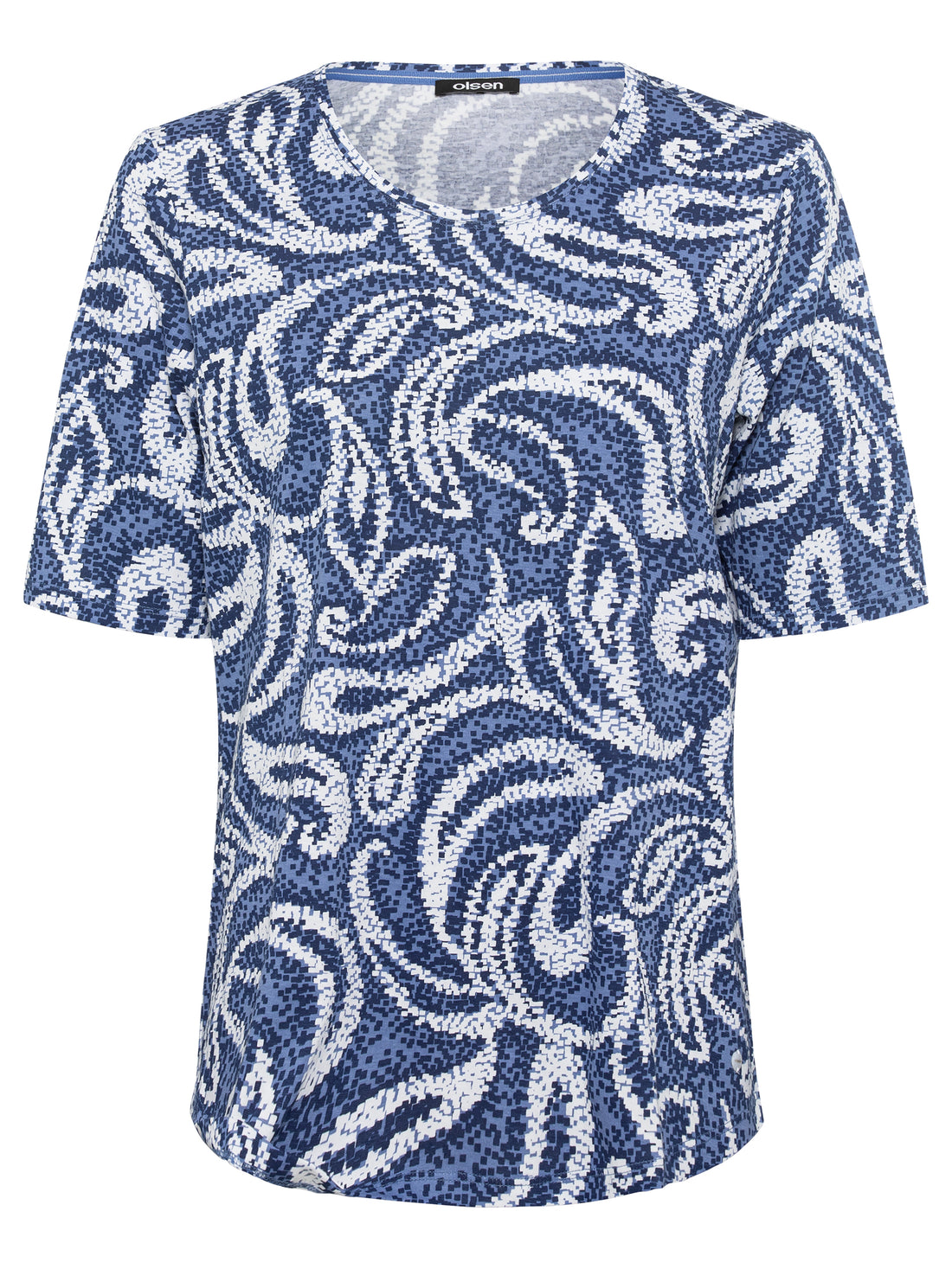 Olsen - Blue and White Swirl Print T Shirt