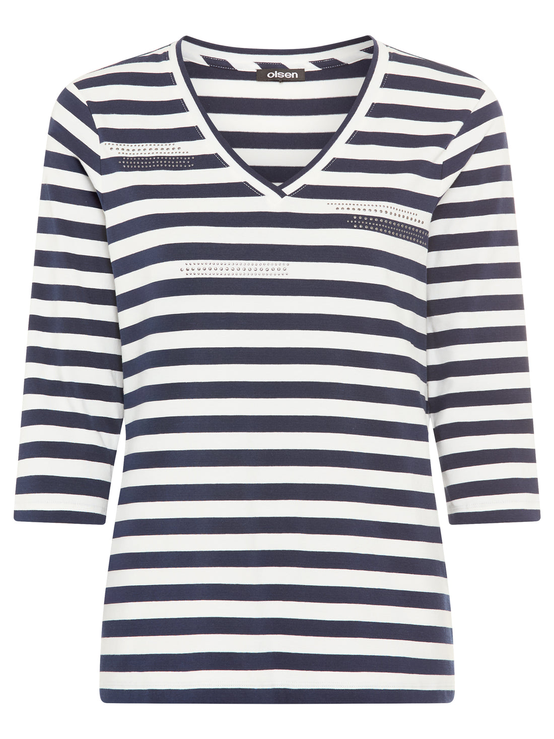 Olsen-Blue stripe 3/4 T-shirt